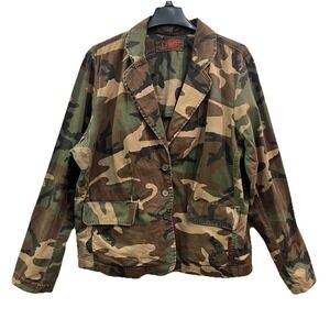 Tripp NYC Womens Size 3 Green Camo 3 Button Punk Rave Goth Jacket Blazer